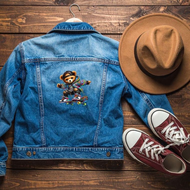 Naprasowanki, naplamki, 2 Misie, zestaw z deskorolką