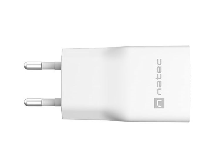 Natec, ładowarka sieciowa, RIBERA GAN SLIM USB-A USB-C 20W, biała