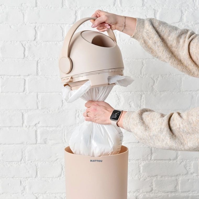 Nattou, Dropy, kosz na pieluchy, biały, 27 cm, 20l