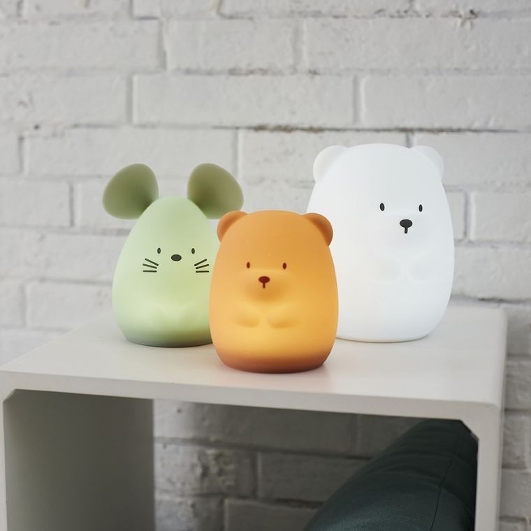 Nattou, silikonowa lampka nocna, myszka, 12 cm