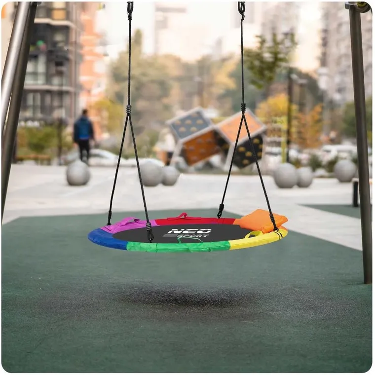 Neo-Sport, Swingo, huśtawka okrągła, bocianie gniazdo, wielokolorowa, 120 cm