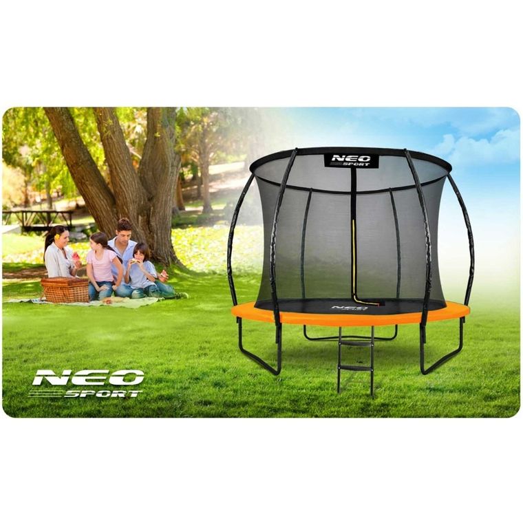 Neo-Sport, trampolina ogrodowa profilowana, z siatką wewnętrzną, 8ft/252 cm