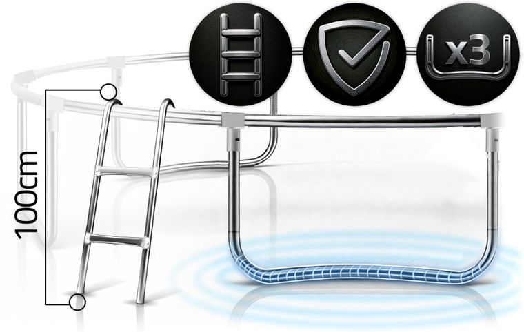 Neo-Sport, trampolina ogrodowa z siatką wewnętrzną i drabinką, 10ft/312 cm