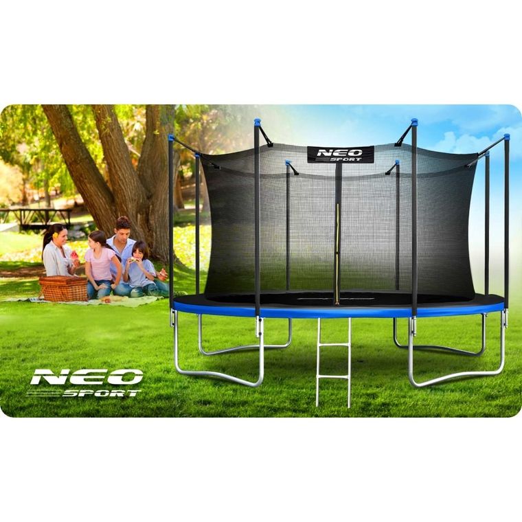 Neo-Sport, trampolina ogrodowa z siatką wewnętrzną i drabinką, 14ft/435 cm