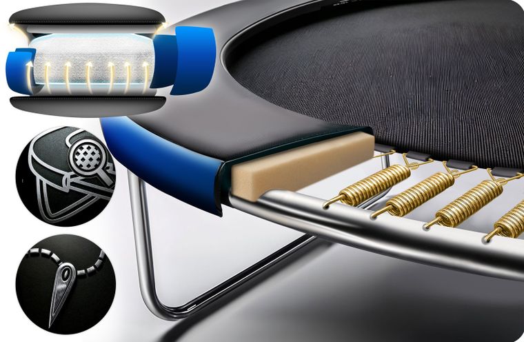 Neo-Sport, trampolina ogrodowa z siatką wewnętrzną i drabinką, 252 cm