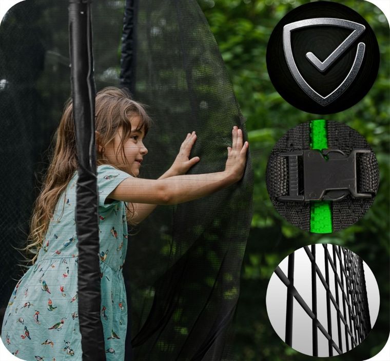 Neo-Sport, trampolina ogrodowa z siatką zewnętrzną i drabinką, 12ft/374 cm