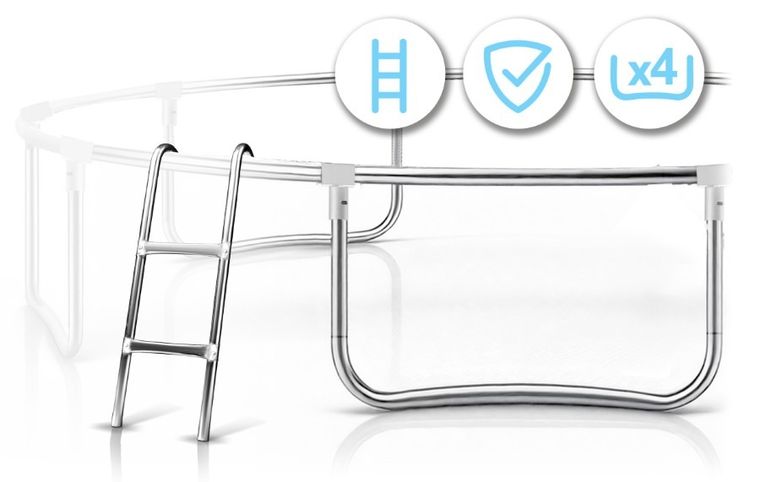 Neo-Sport, trampolina ogrodowa z siatką zewnętrzną i drabinką, 13ft/404 cm