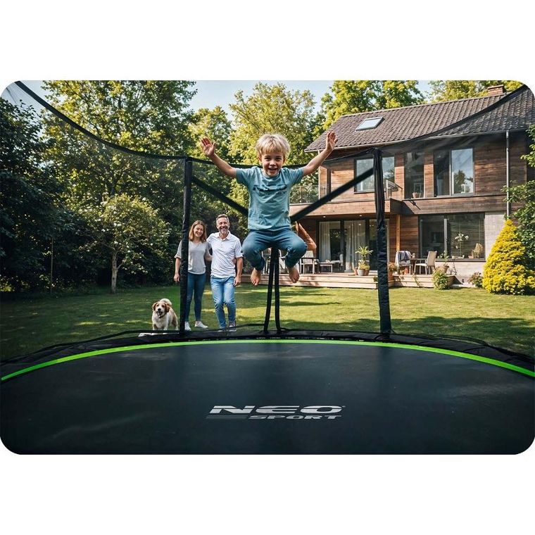 Neo-Sport, trampolina ogrodowa z siatką zewnętrzną i drabinką, 15ft/465 cm