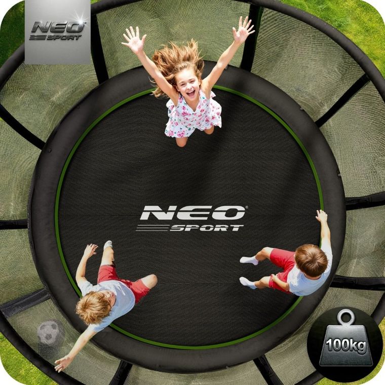 Neo-Sport, trampolina ogrodowa z siatką zewnętrzną i drabinką, 8ft/252 cm