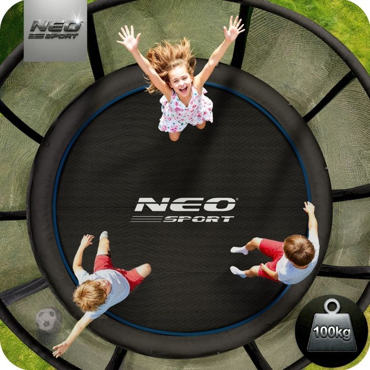 Neo-Sport, trampolina ogrodowa z siatką zewnętrzną i drabinką, 8ft/252 cm