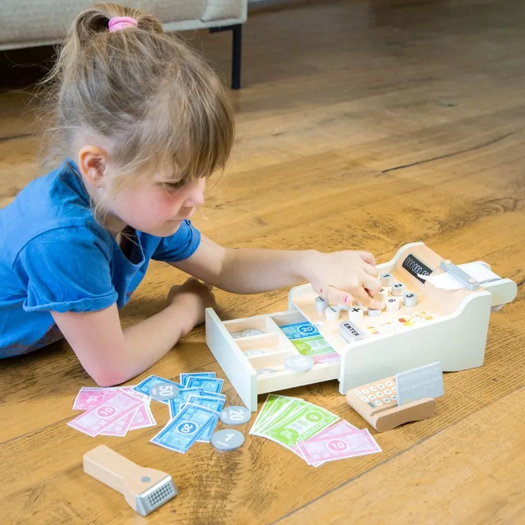 New Classic Toys, drewniana kasa sklepowa, biała