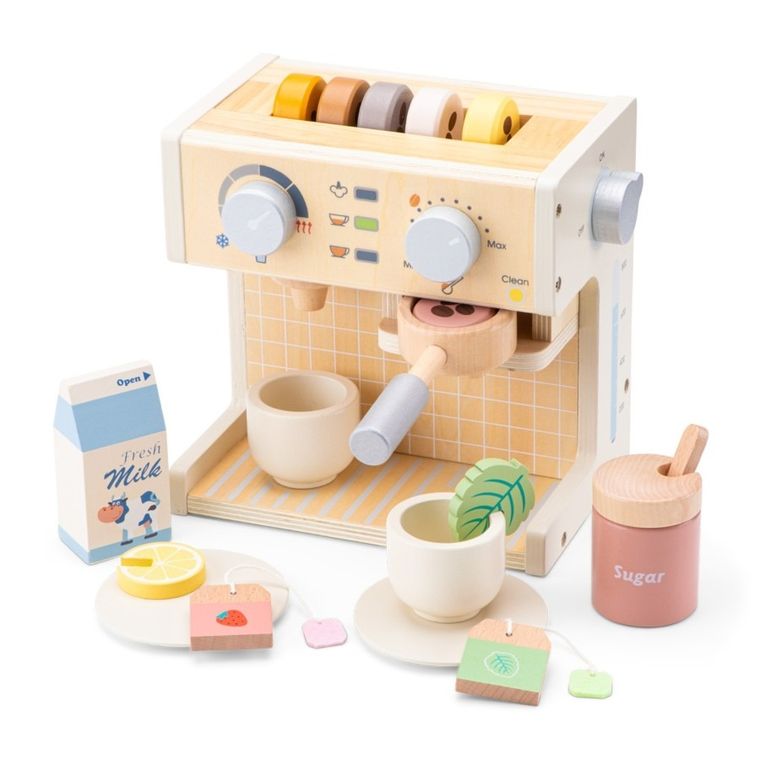 New Classic Toys, drewniany ekspres do kawy z akcesoriami