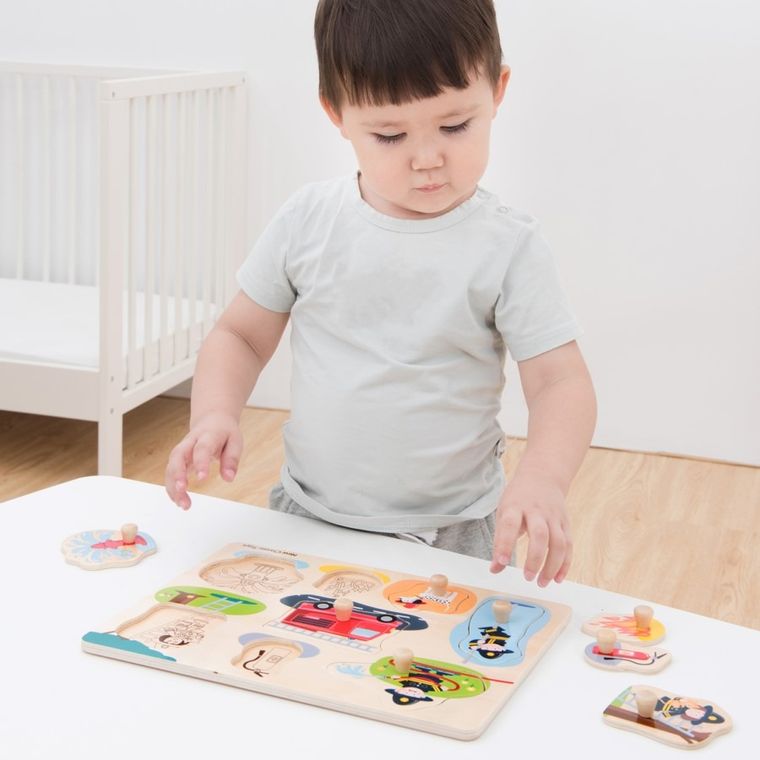 New Classic Toys, straż pożarna, drewniane puzzle, 8 elementów