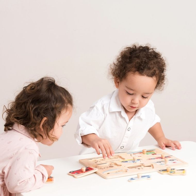 New Classic Toys, transport, drewniane puzzle, 8 elementów