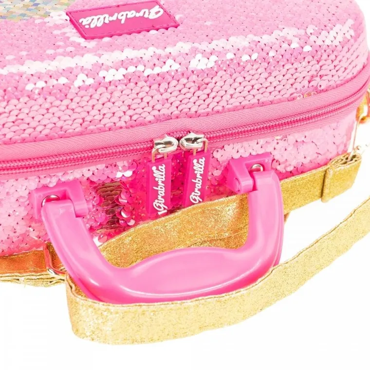 Nice, Make Up Girabrilla, cekinowa walizka z kosmetykami, różowa ze złotym