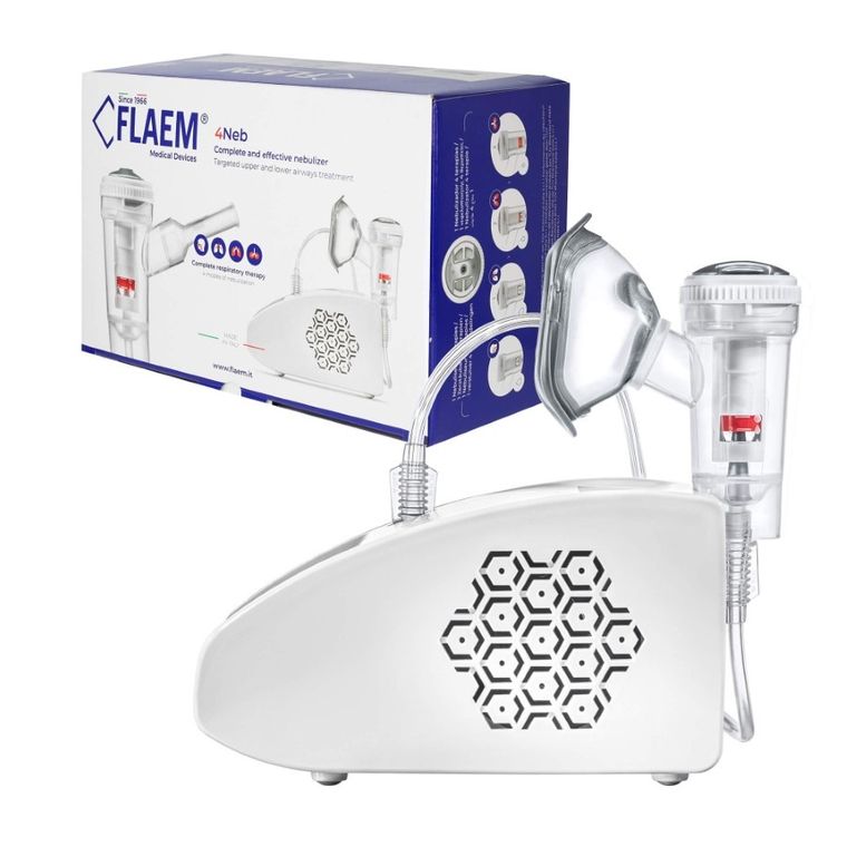 Novama, Flaem 4Neb, inhalator pneumatyczno-tłokowy z nebulizatorem RF9, biały