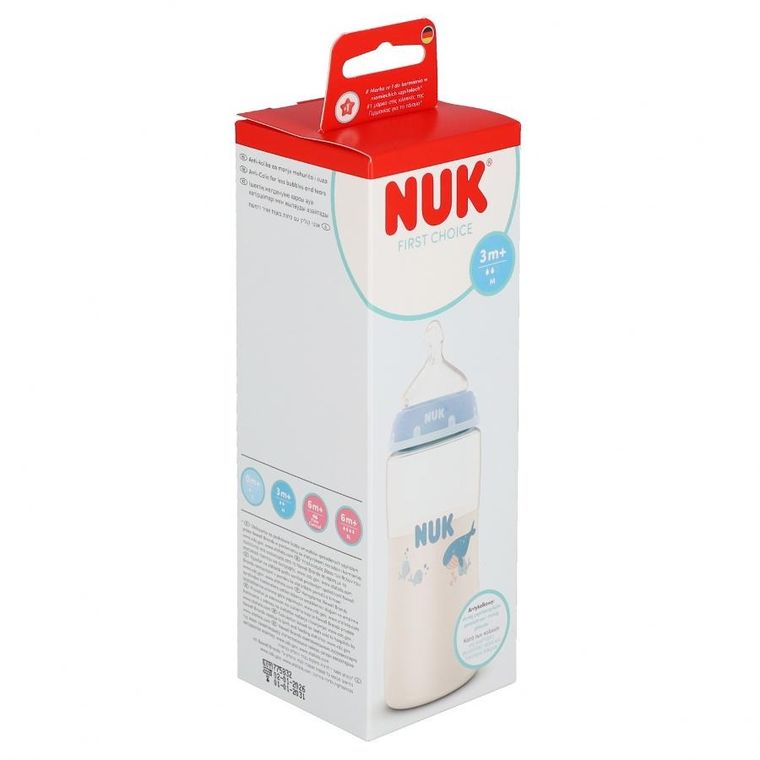 Nuk, First Choice, butelka, wieloryb, 3m+, 300 ml