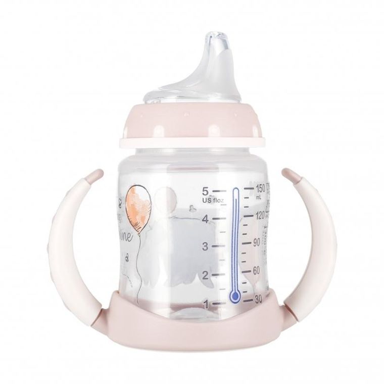 Nuk, First Choice, butelka z uchwytem, 6m+, osiołek, różowa, 150 ml