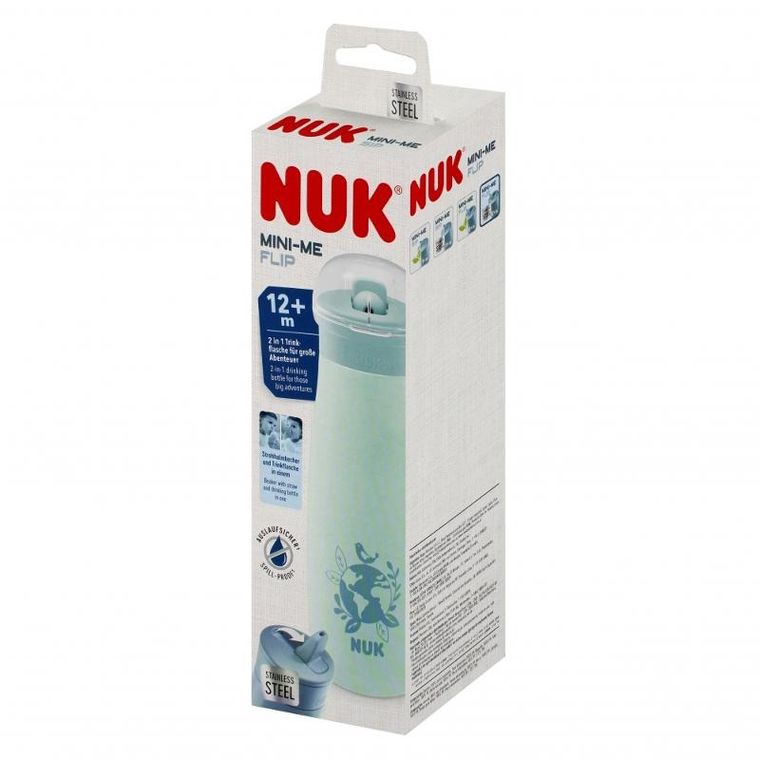 Nuk, Mini-Me, kubek ze słomką, stalowy, 12m+, globus, 500 ml