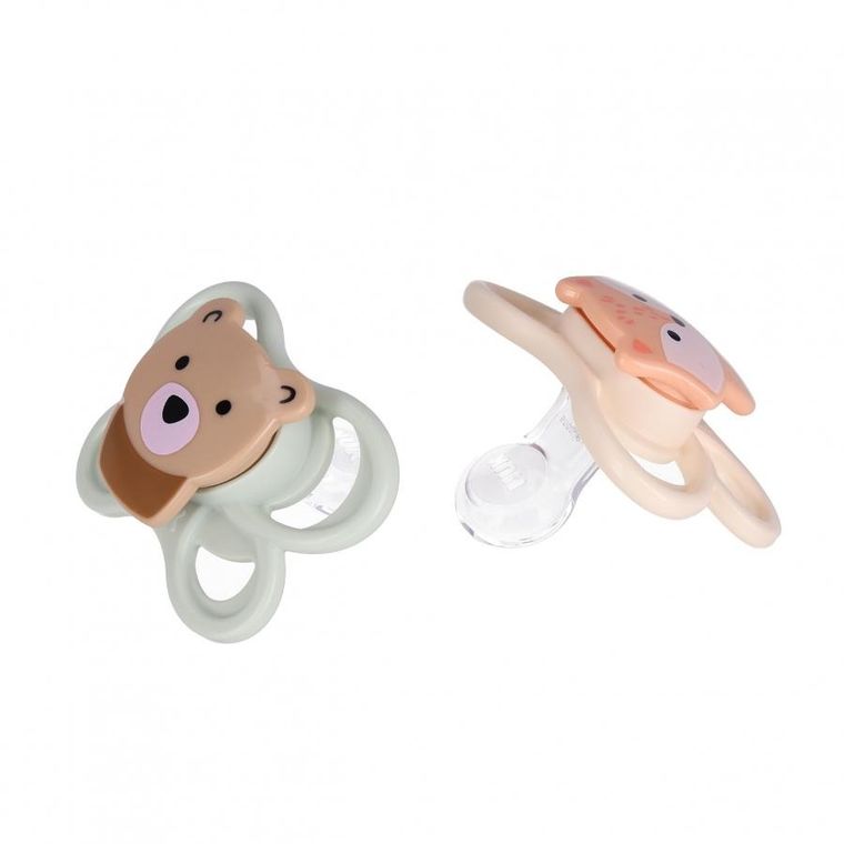 Nuk, Perfect Match Air, smoczek uspokajający, lis i miś, 0-2m, 2 szt.