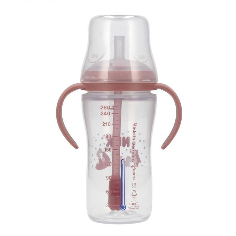 Nuk, Perfect Match, butelka do nauki picia ze słomką, miś, 260 ml