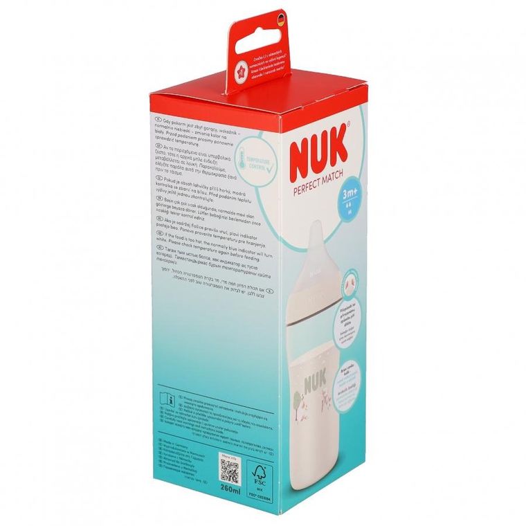 Nuk, Perfect Match, butelka z silikonowym smoczkiem, rozmiar M, owca, 260 ml