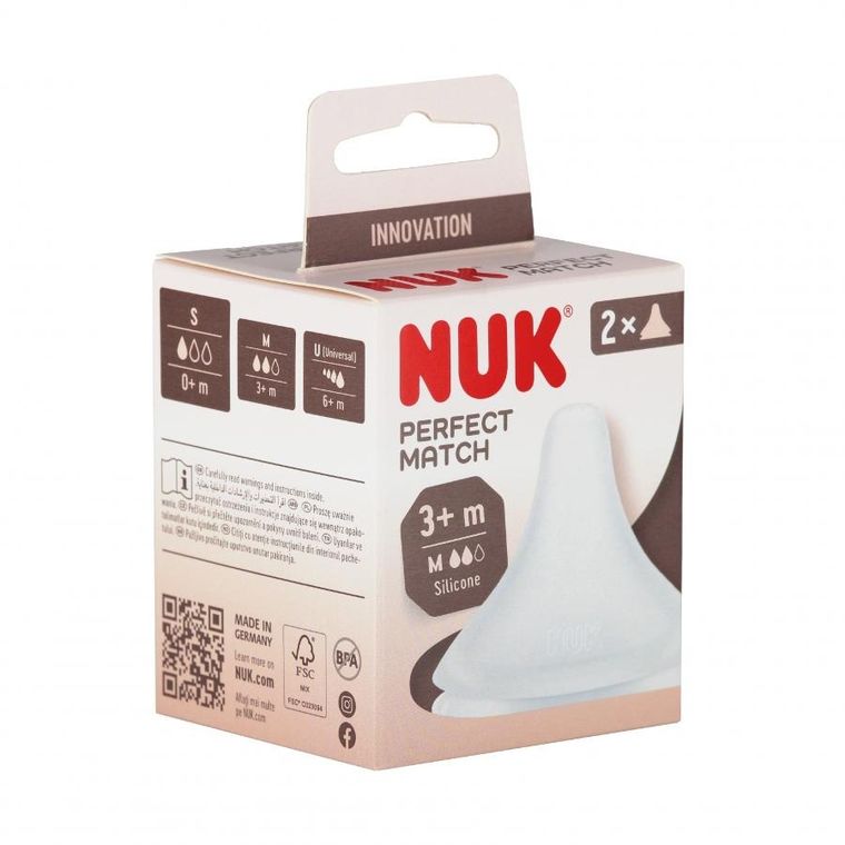 Nuk, Perfect Match, smoczek do butelki, silikonowy, rozmiar M, 2 szt.