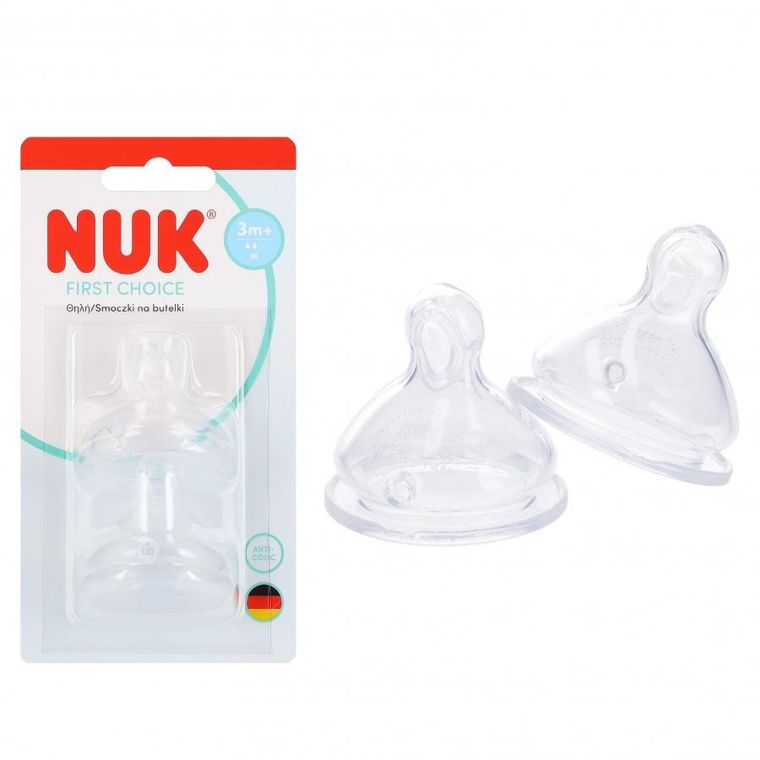 Nuk, smoczek do butelki, silikonowy, 0-6m, 2 szt.
