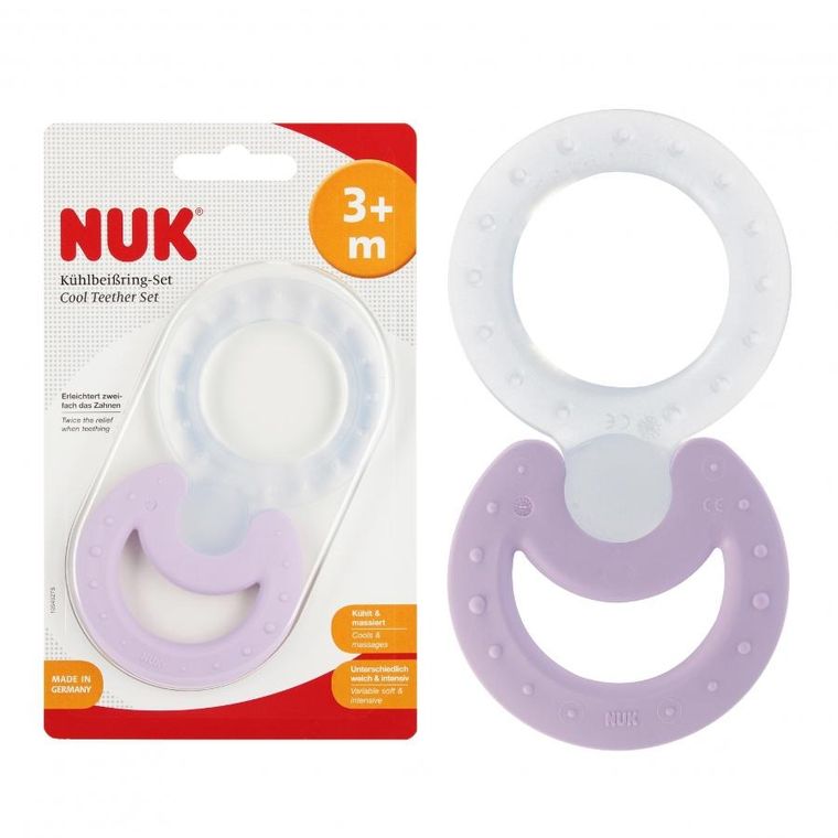 Nuk, zestaw gryzaków, różowy i przeźroczysty, 3m+