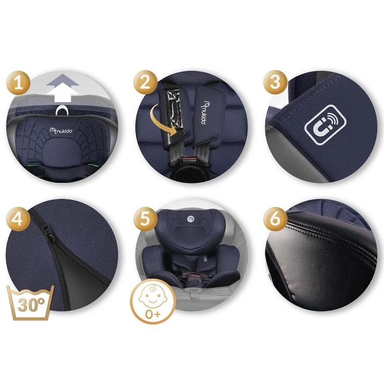 Nukido, Aero Line, fotelik samochodowy, czarno-granatowy, 0-36 kg