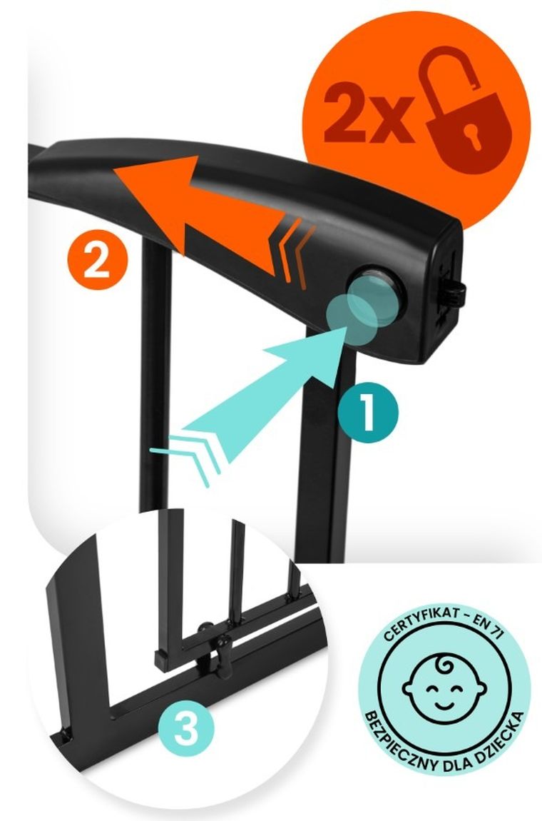 Nukido, barierka, bramka zabezpieczająca, czarna