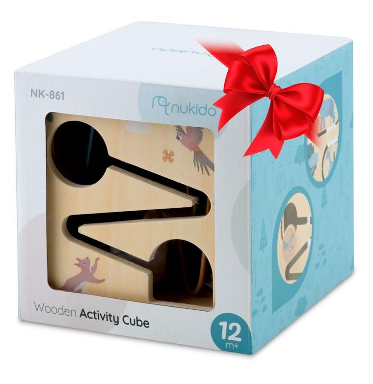 Nukido, kostka, drewniana zabawka sensoryczna