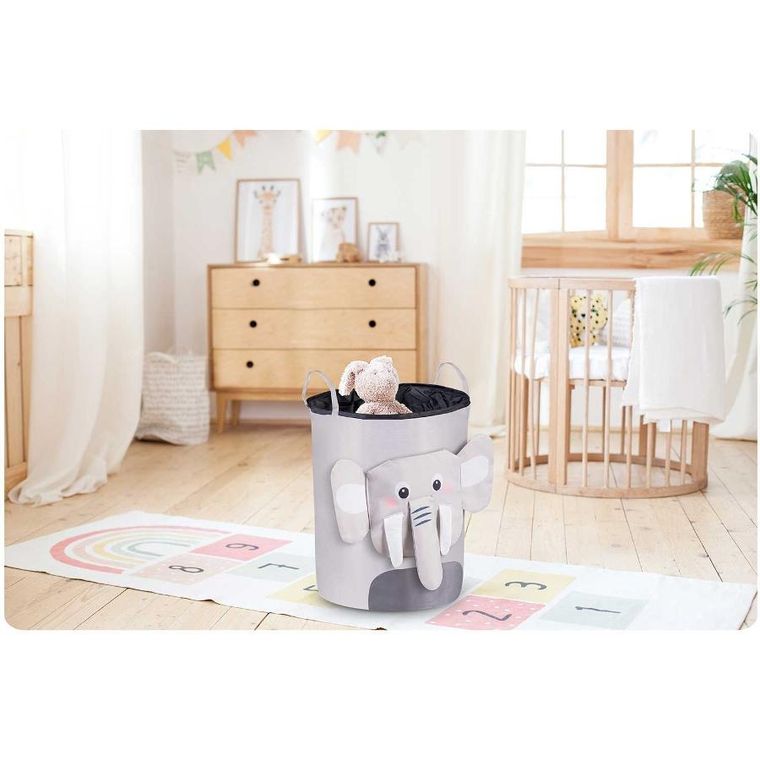 Nukido, kosz na zabawki, szary słonik