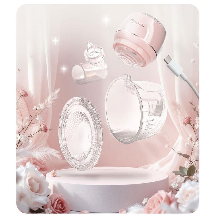 Nukido, laktator elektryczny, trójfazowy, różowy, NK-963