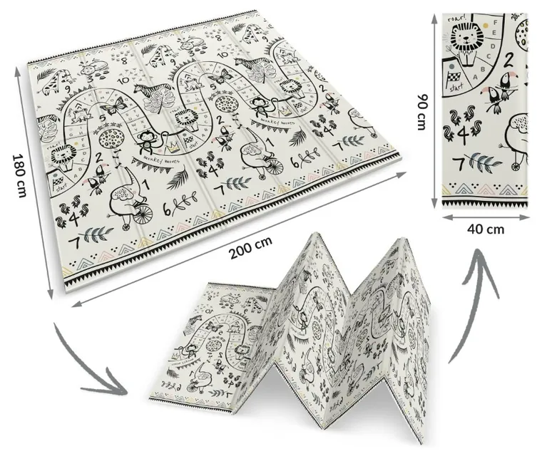 Nukido, mata piankowa, składana, ocean, safari, 200-180-1 cm