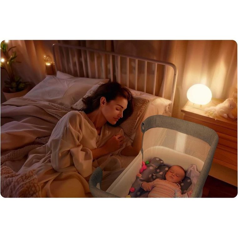 Nukido, NK-243, łóżeczko dostawka, szare