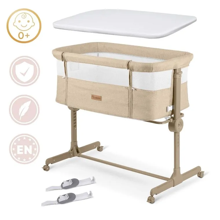 Nukido, NK-243, łóżeczko turystyczne składane, dostawka, beżowe