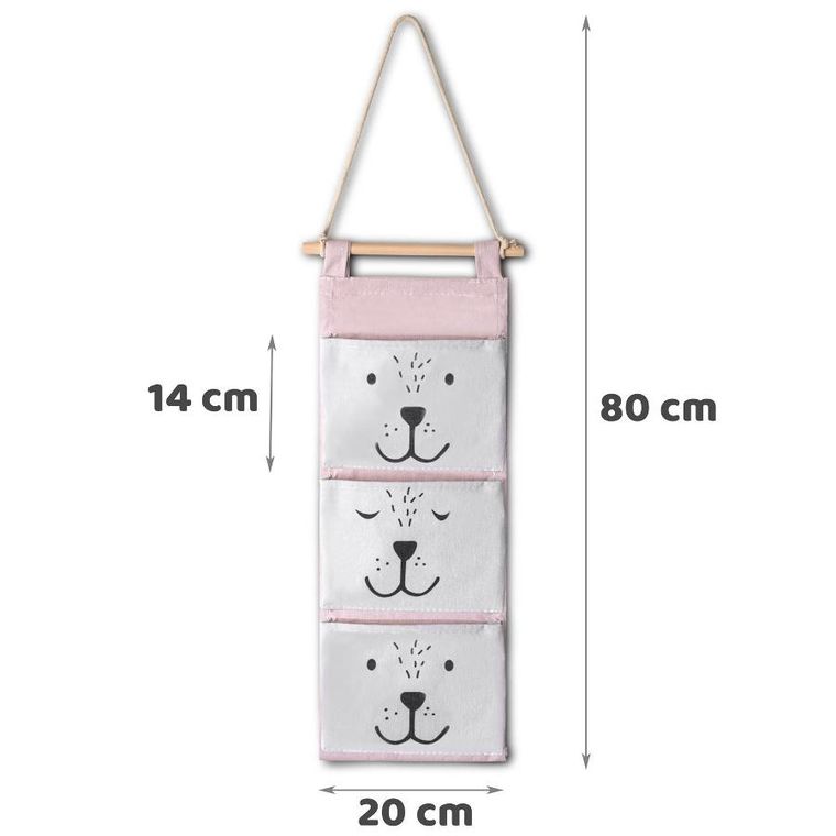 Nukido, organizer wiszący na zabawki, różowy