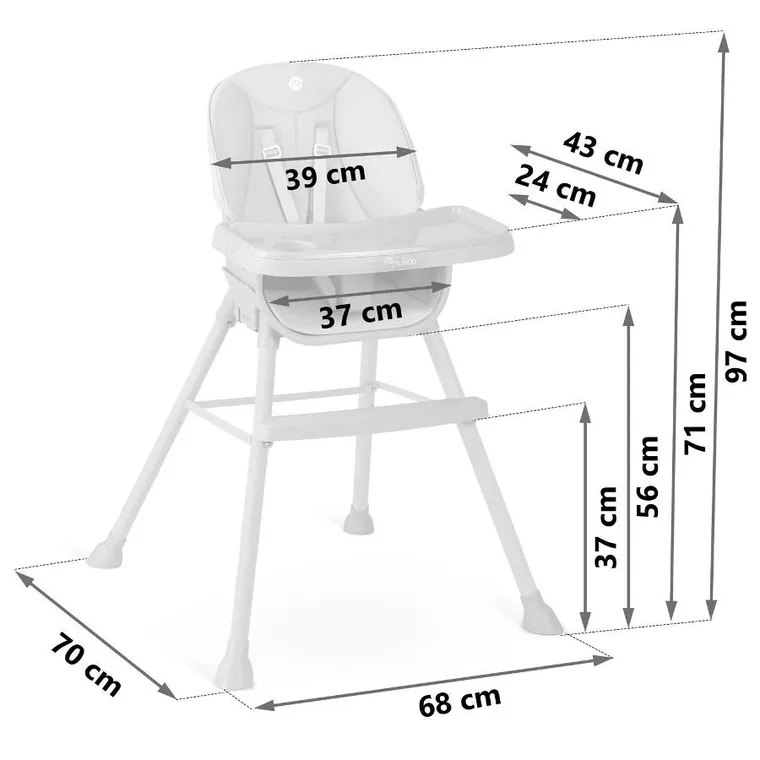 Nukido, Tilo, krzesełko do karmienia, różowe