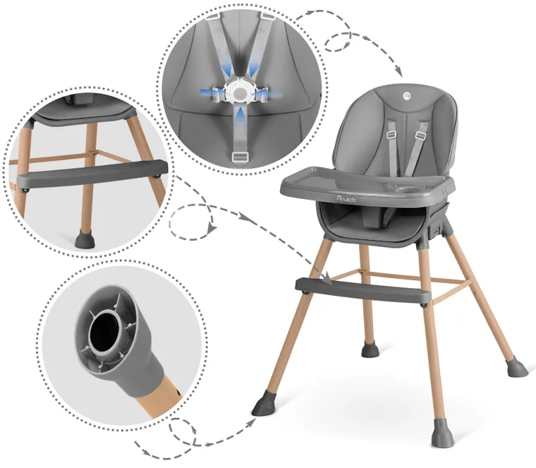 Nukido, Tilo, krzesełko do karmienia, szare