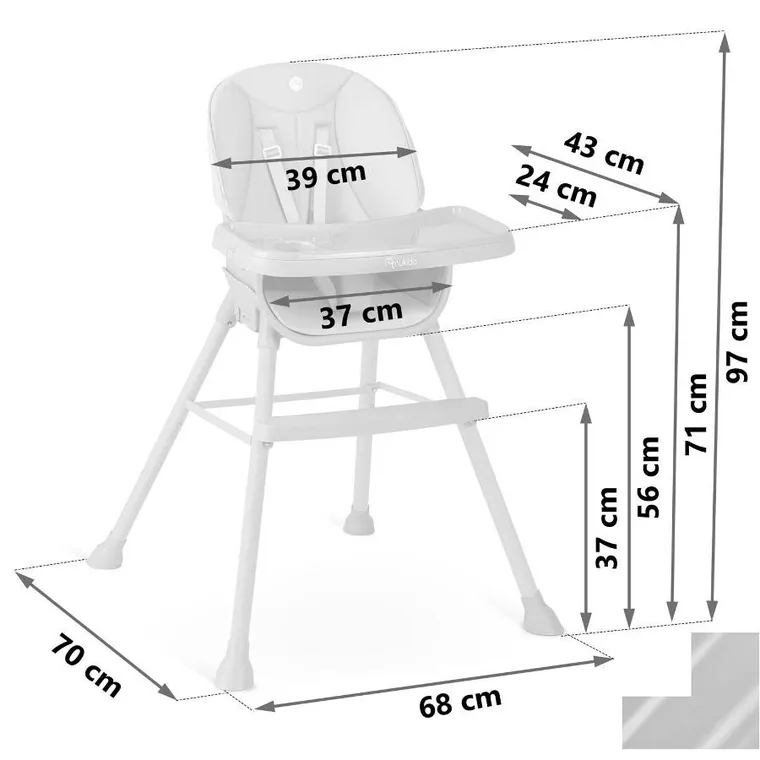 Nukido, Tilo, krzesełko do karmienia, szaro-czarne