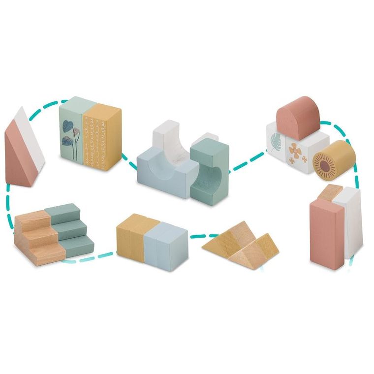 Nukido, zabawka do ciągnięcia z klockami, drewniana