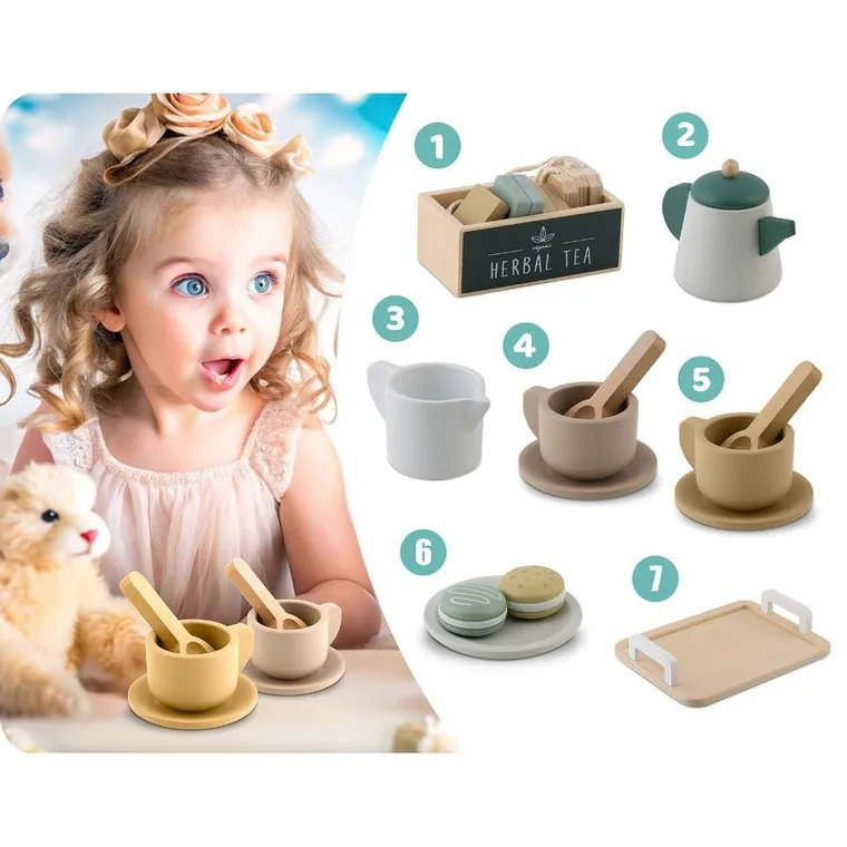 Nukido, zestaw do herbaty, drewniany