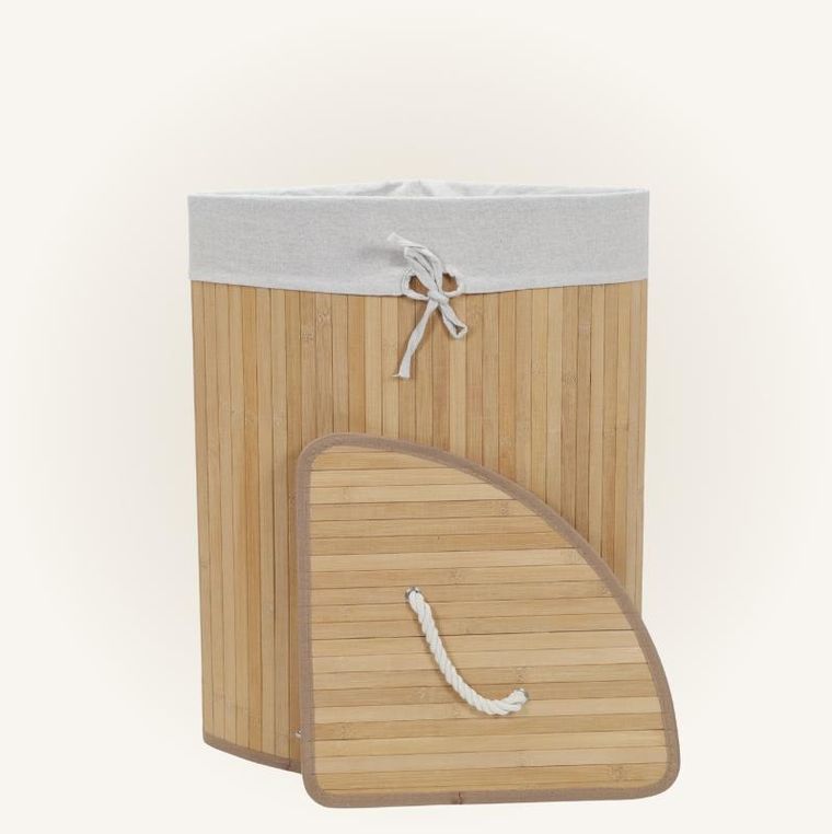 Nuxio, Arco, narożny kosz na pranie, bambus, 60l