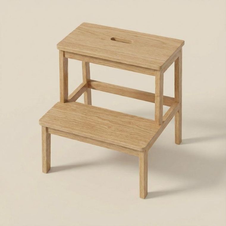 Nuxio, Krok, bambusowy taboret ze schodkiem, 46 cm
