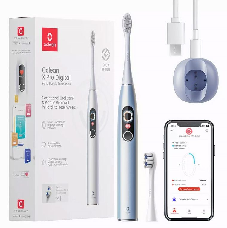 Oclean, X Pro Digital, szczoteczka soniczna, srebrna