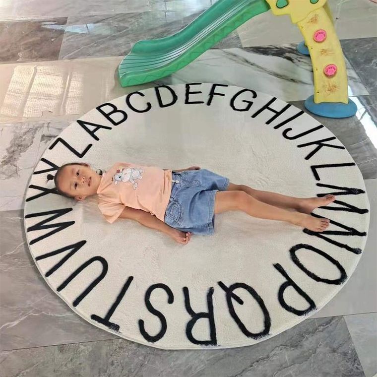 Okrągły dywan, antypoślizgowy, 80-80 cm, Alfabet