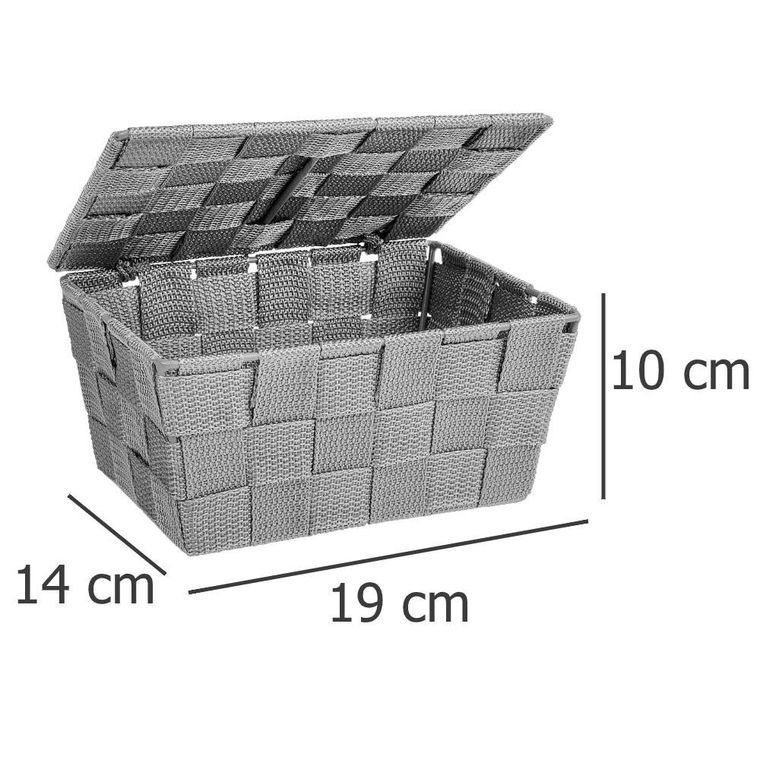 Organizer z pokrywką, Adria grey, pojemnik łazienkowy