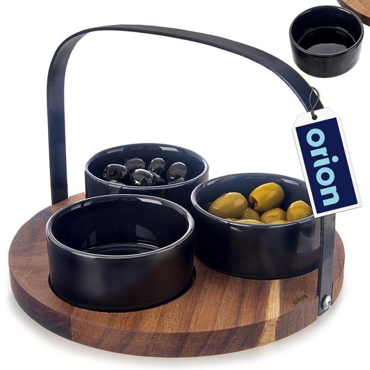Orion, Black, miseczki na przekąski ceramiczne, 130 ml, 4 szt.