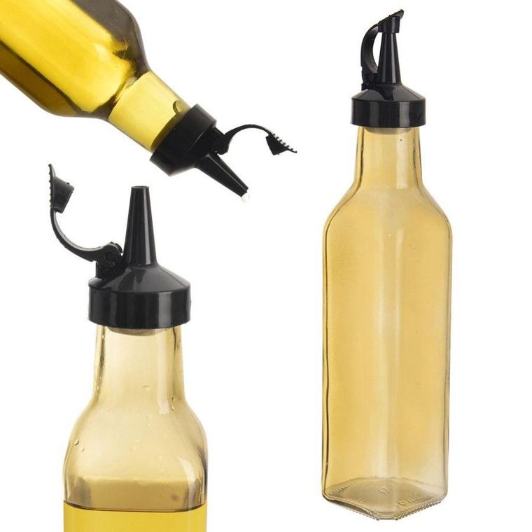 Orion, butelka na oliwę z dozownikiem, szklana, żółta, 265 ml